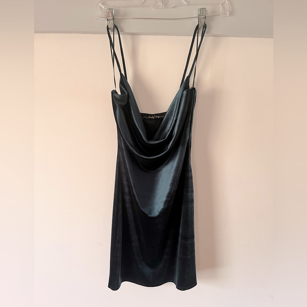 Green velvet mini dress